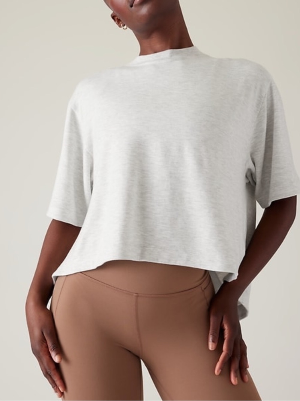 Athleta Bliss Sweatshirt Tee Light Gray Relaxed Short-Sleeve Women's Top XS
